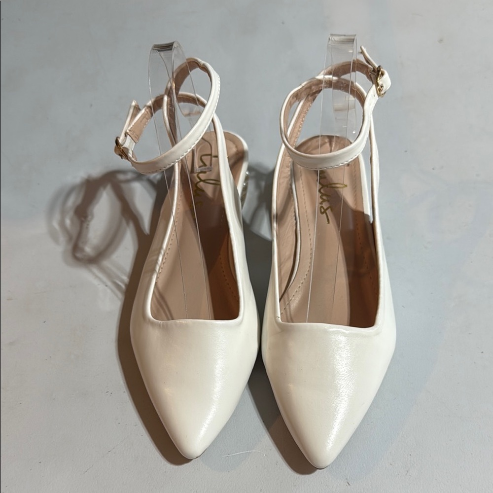 Lulus Elegant White Heels with Pearl Accents